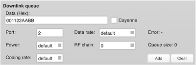 Downlink hexadecimal format data